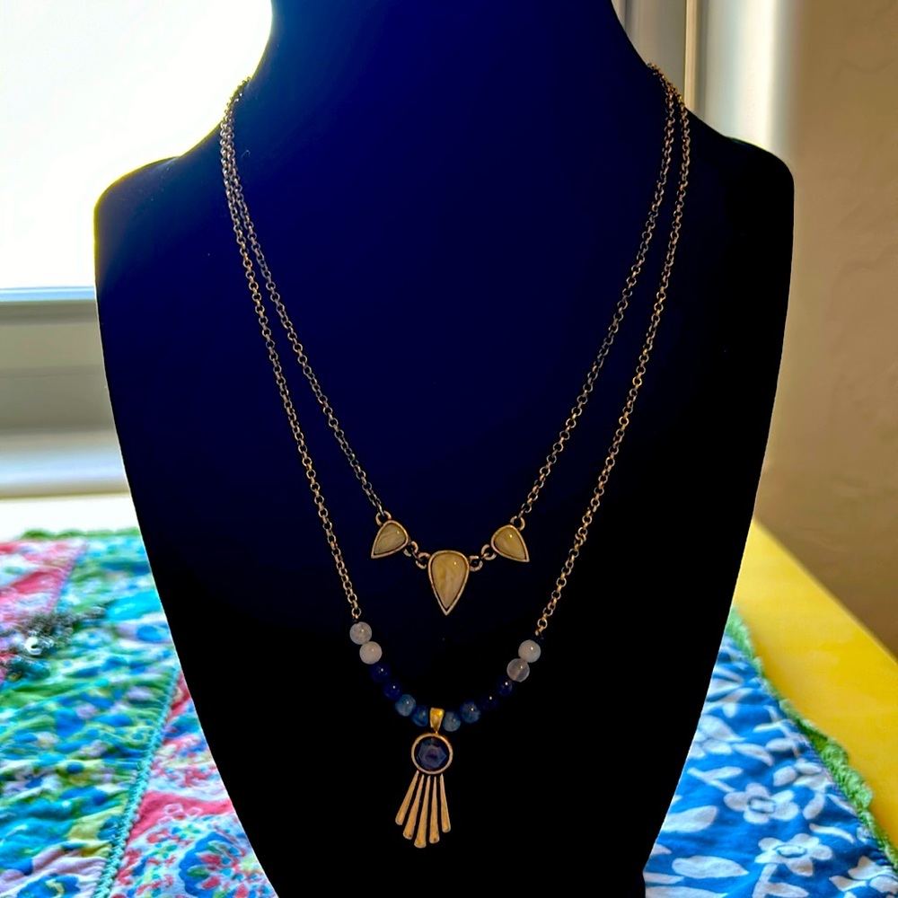Lucky brand 2 separate necklaces. Light blue , denim colors.